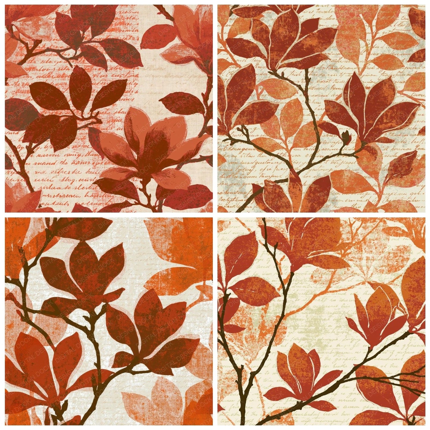 Screenprint Magnolia Rust Oat Digital Paper Pack (DDD014179)