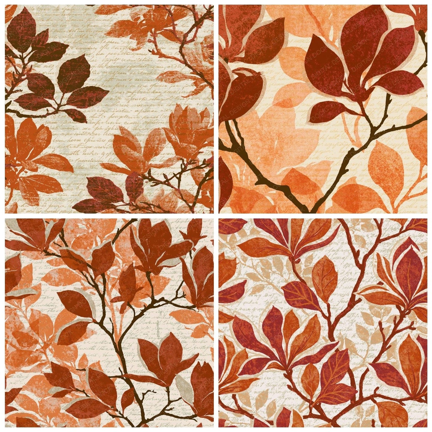 Screenprint Magnolia Rust Oat Digital Paper Pack (DDD014179)