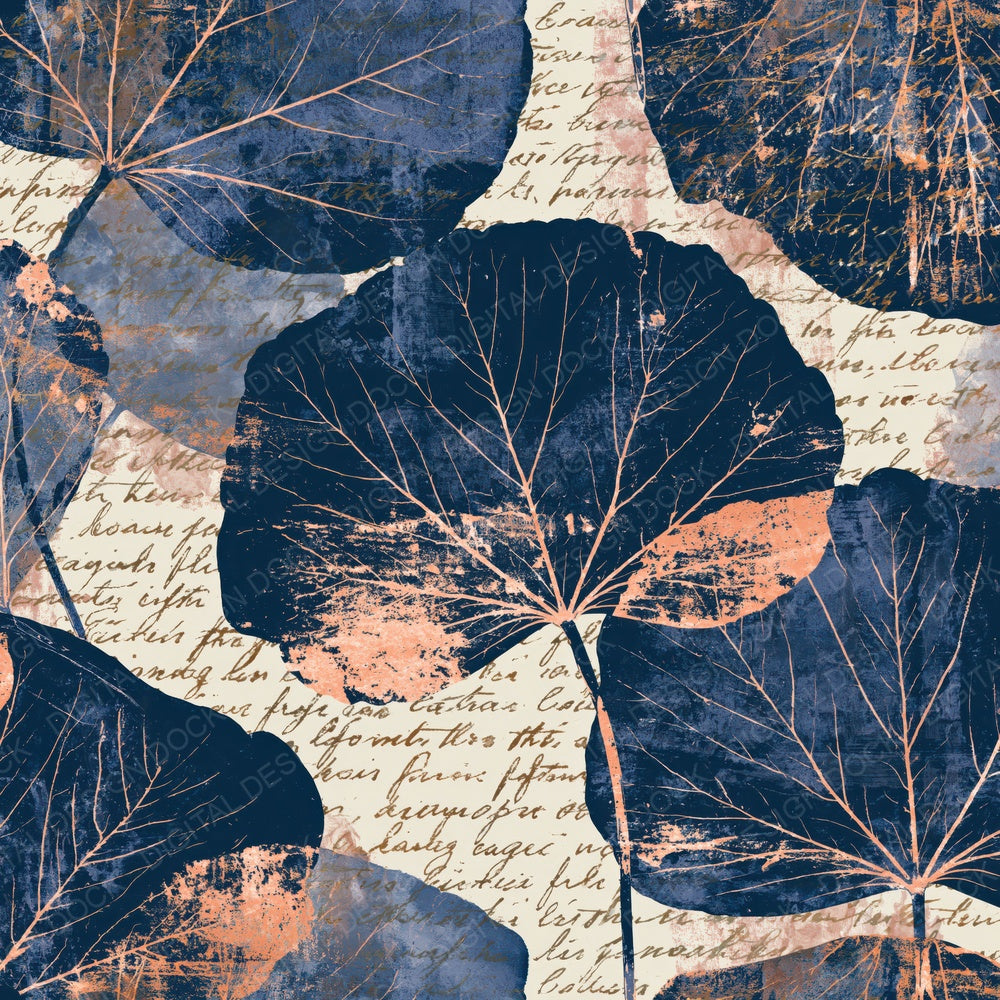 Screenprint Pressed Leaves Indigo Ivory Digital Paper Pack (DDD014180)