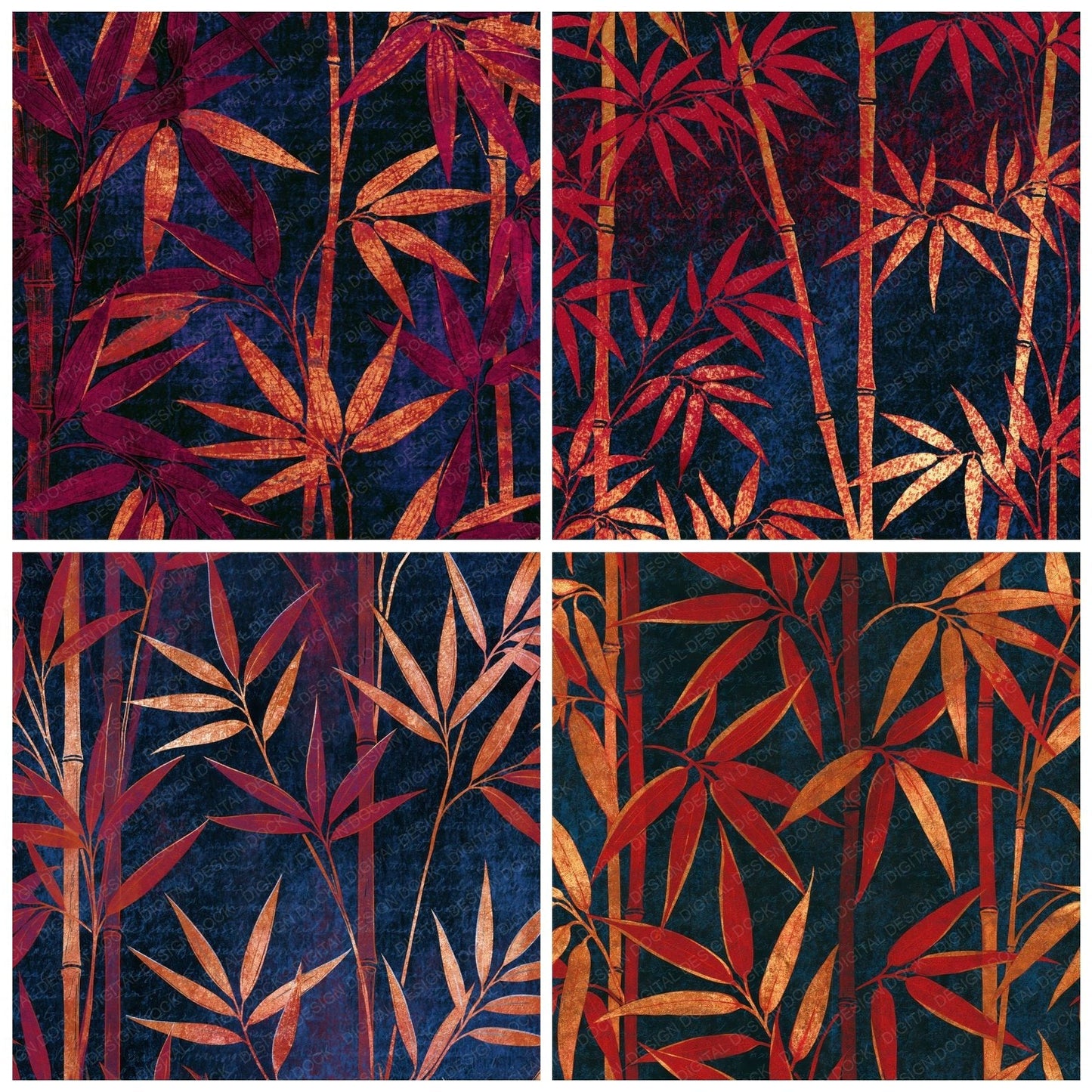Etching Bamboo Oxblood Copper Digital Paper Pack (DDD014185)