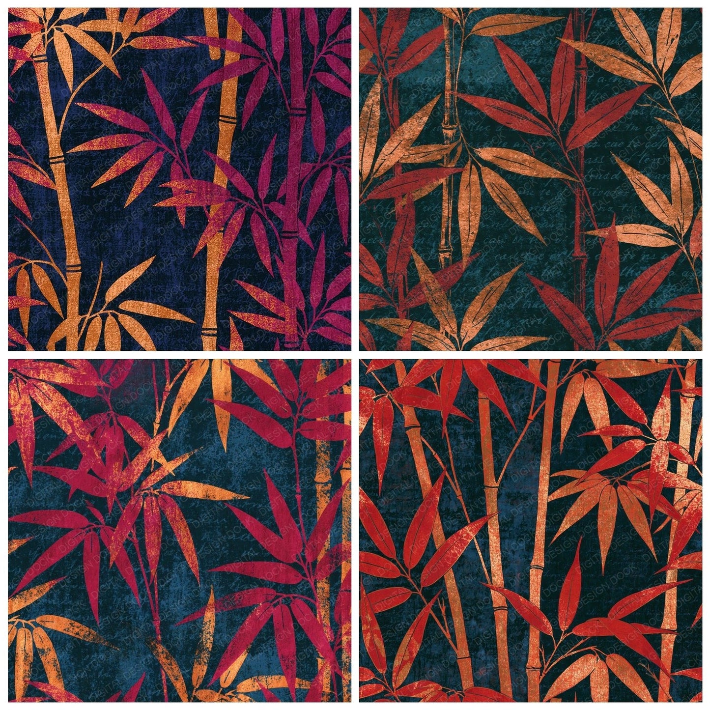 Etching Bamboo Oxblood Copper Digital Paper Pack (DDD014185)