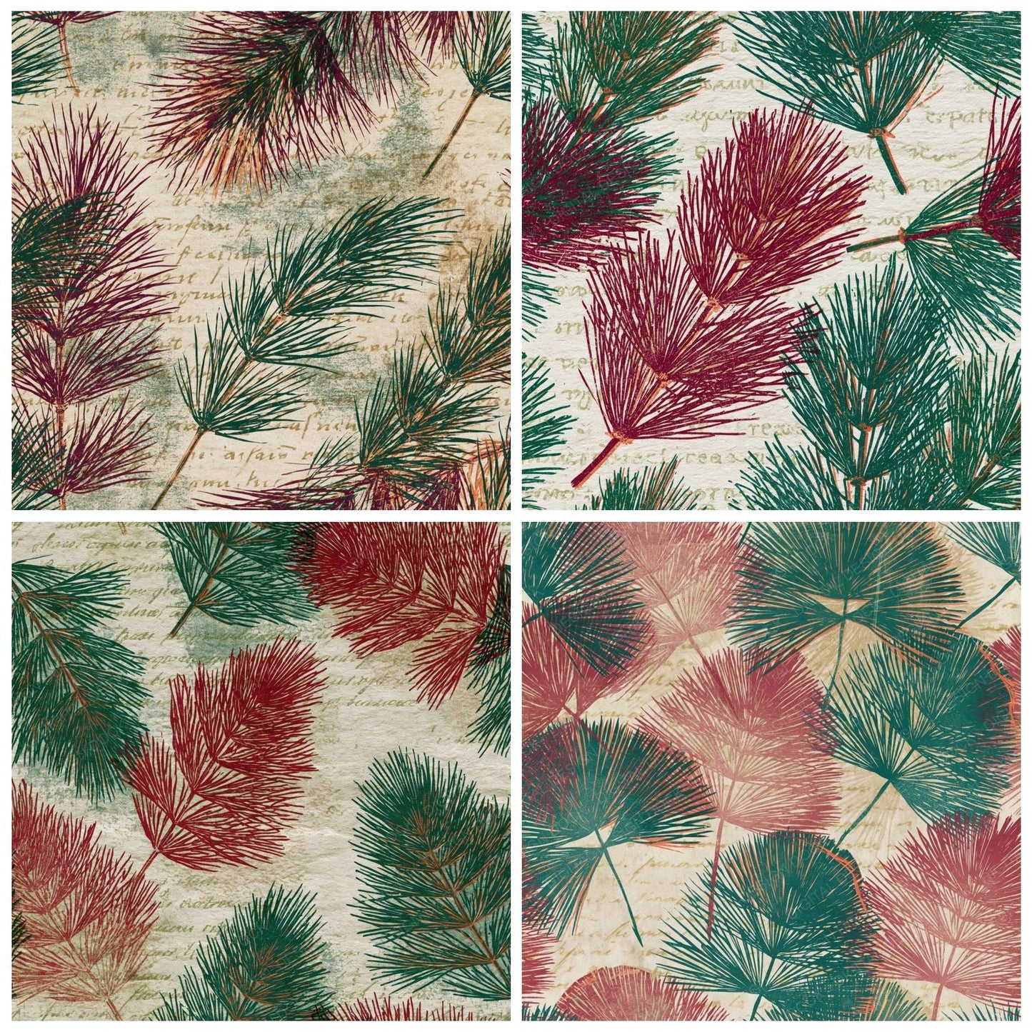 Etching Horsetail Malachite Burgundy Digital Paper Pack (DDD014186)