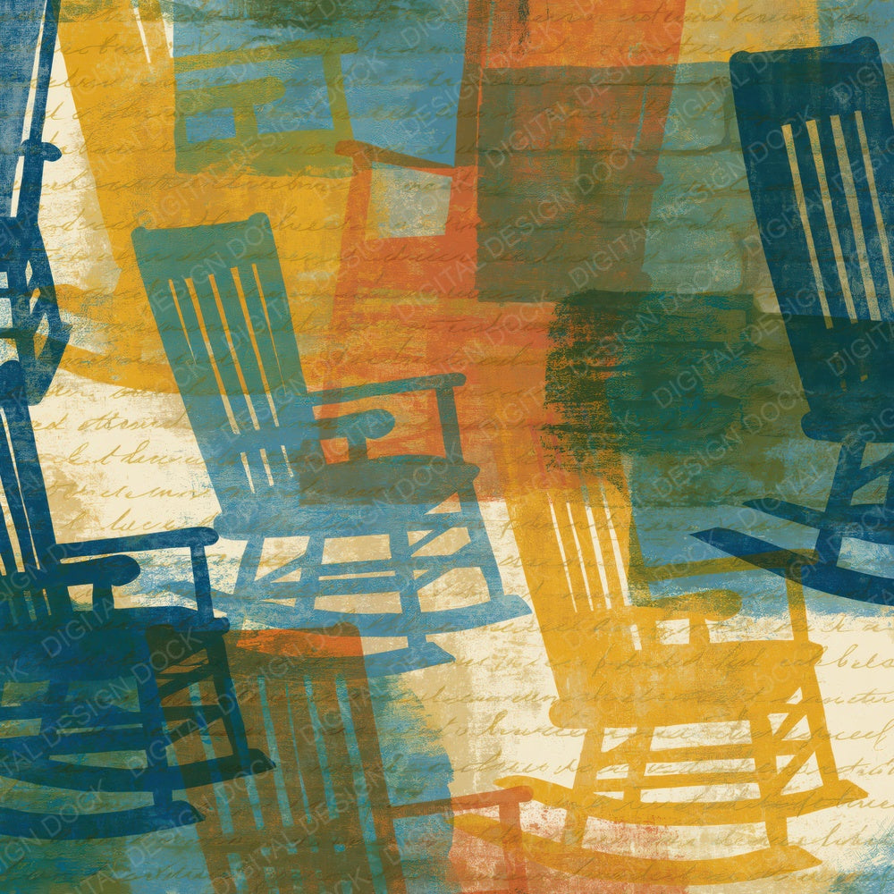 Etching Rocking Chairs Pine Stone Digital Paper Pack (DDD014187)