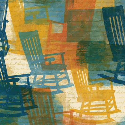 Etching Rocking Chairs Pine Stone Digital Paper Pack (DDD014187)