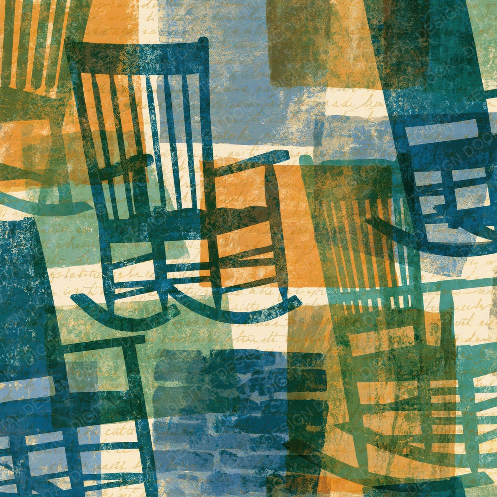 Etching Rocking Chairs Pine Stone Digital Paper Pack (DDD014187)