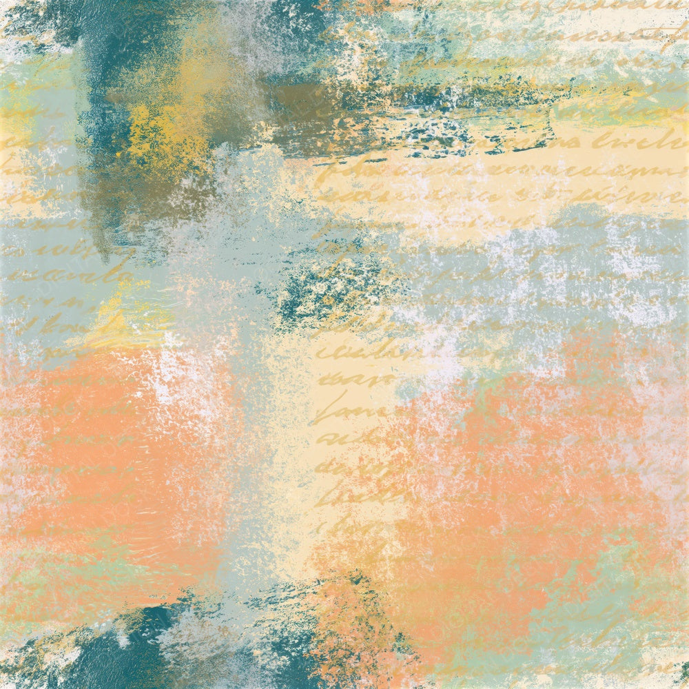 Linocut Peach Mint Butter Texture Seamless Digital Paper Pack (DDD014189)