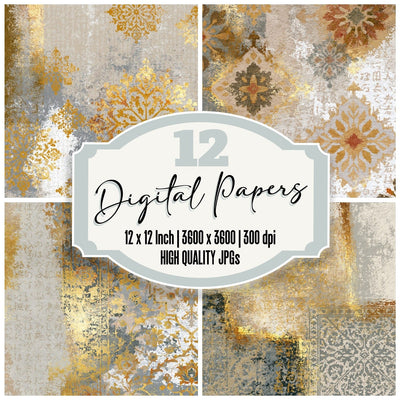 Monoprint Persian Rug Sand Dove Digital Paper Pack (DDD014190)
