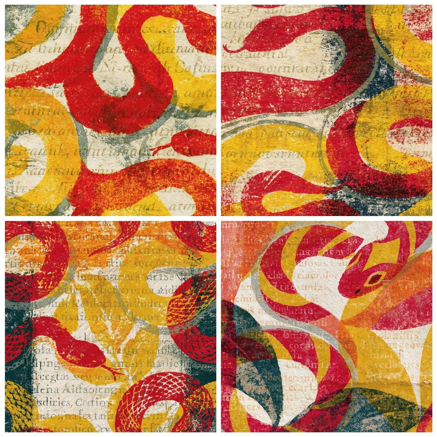 Monoprint Snake Symbols Lollipop Red Digital Paper Pack (DDD014191)