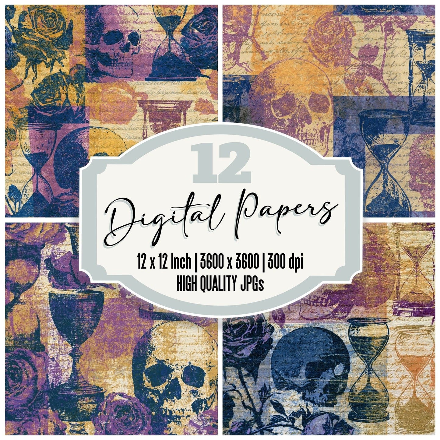 Monoprint Vanitas Lilac Mauve Gold Digital Paper Pack (DDD014192)