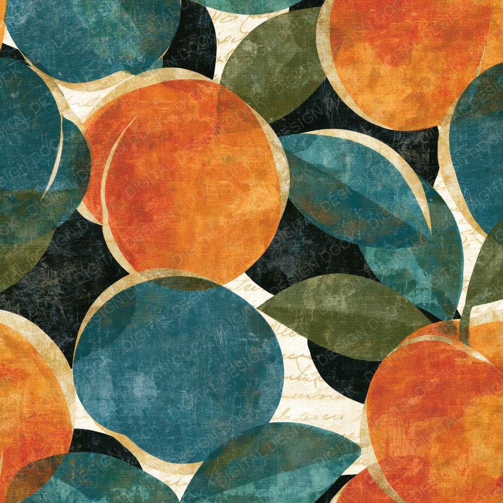 Scratchboard Apricots Tangerine Aqua Digital Paper Pack (DDD014193)