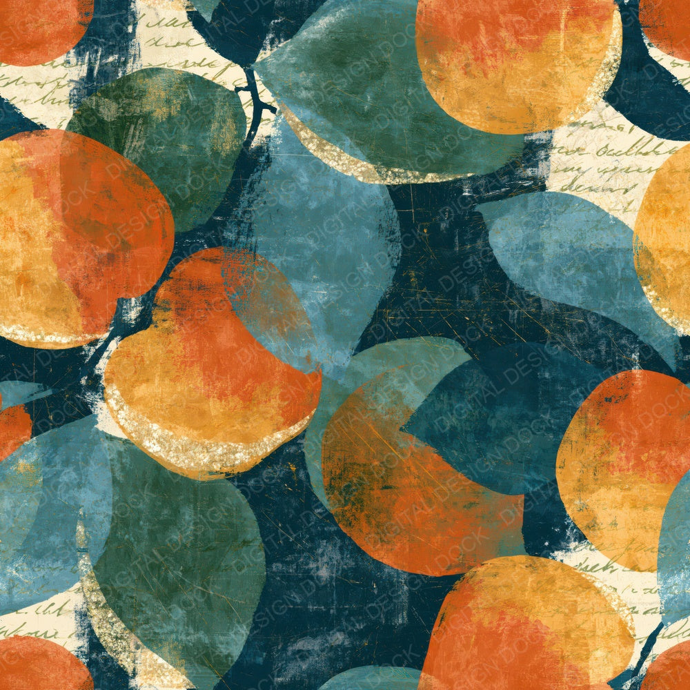 Scratchboard Apricots Tangerine Aqua Digital Paper Pack (DDD014193)