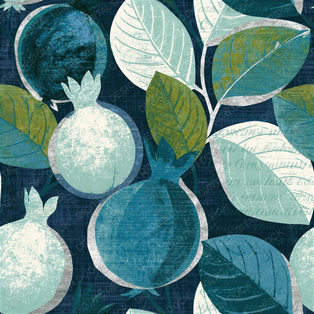 Scratchboard Guavas Seafoam Seamless Digital Paper Pack (DDD014195)