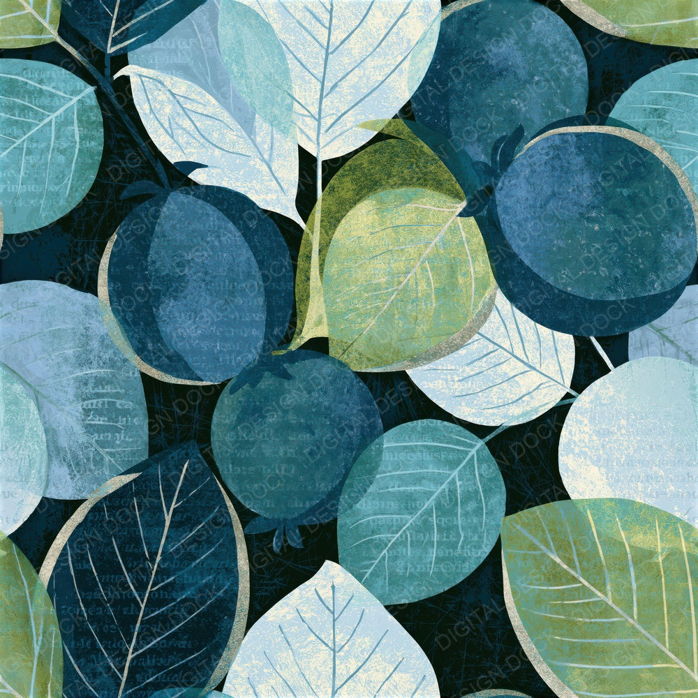 Scratchboard Guavas Seafoam Seamless Digital Paper Pack (DDD014195)