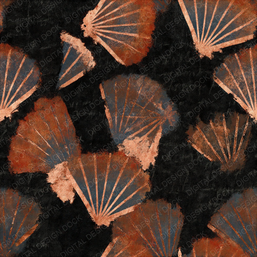 Scratchboard Shells Copper Seamless Digital Paper Pack (DDD014197)