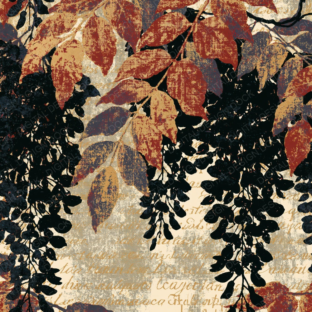 Screenprint Wisteria Black Ivory Oxblood Digital Paper Pack (DDD014198)