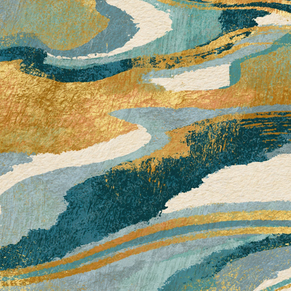 Woodcut Mint Gold Abstract Digital Paper Pack (DDD014203)