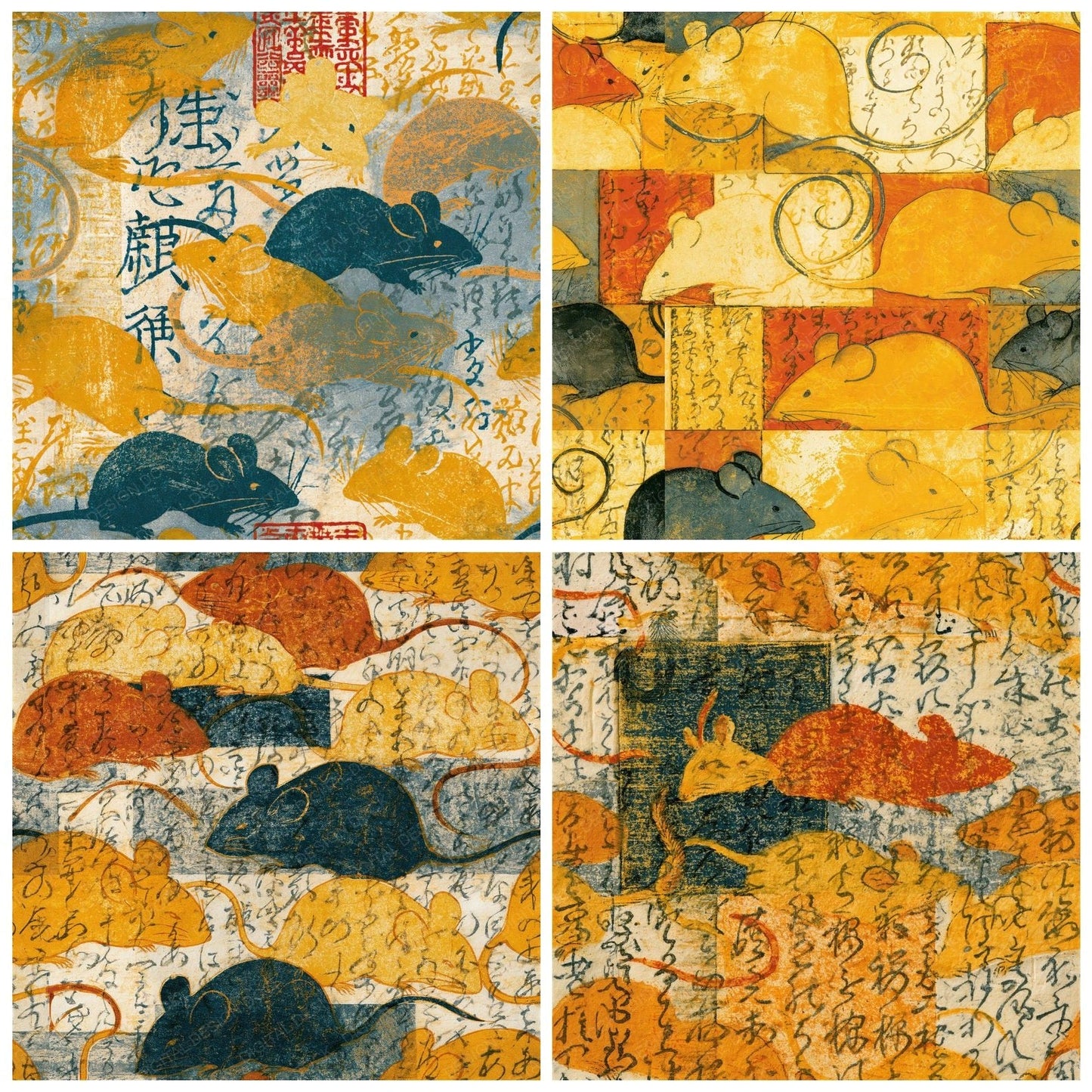 Etching Scattered Mice Honey Seamless Digital Paper Pack (DDD014206)