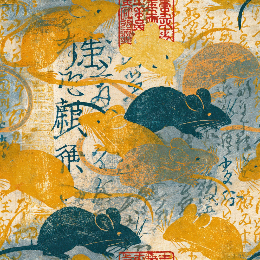 Etching Scattered Mice Honey Seamless Digital Paper Pack (DDD014206)