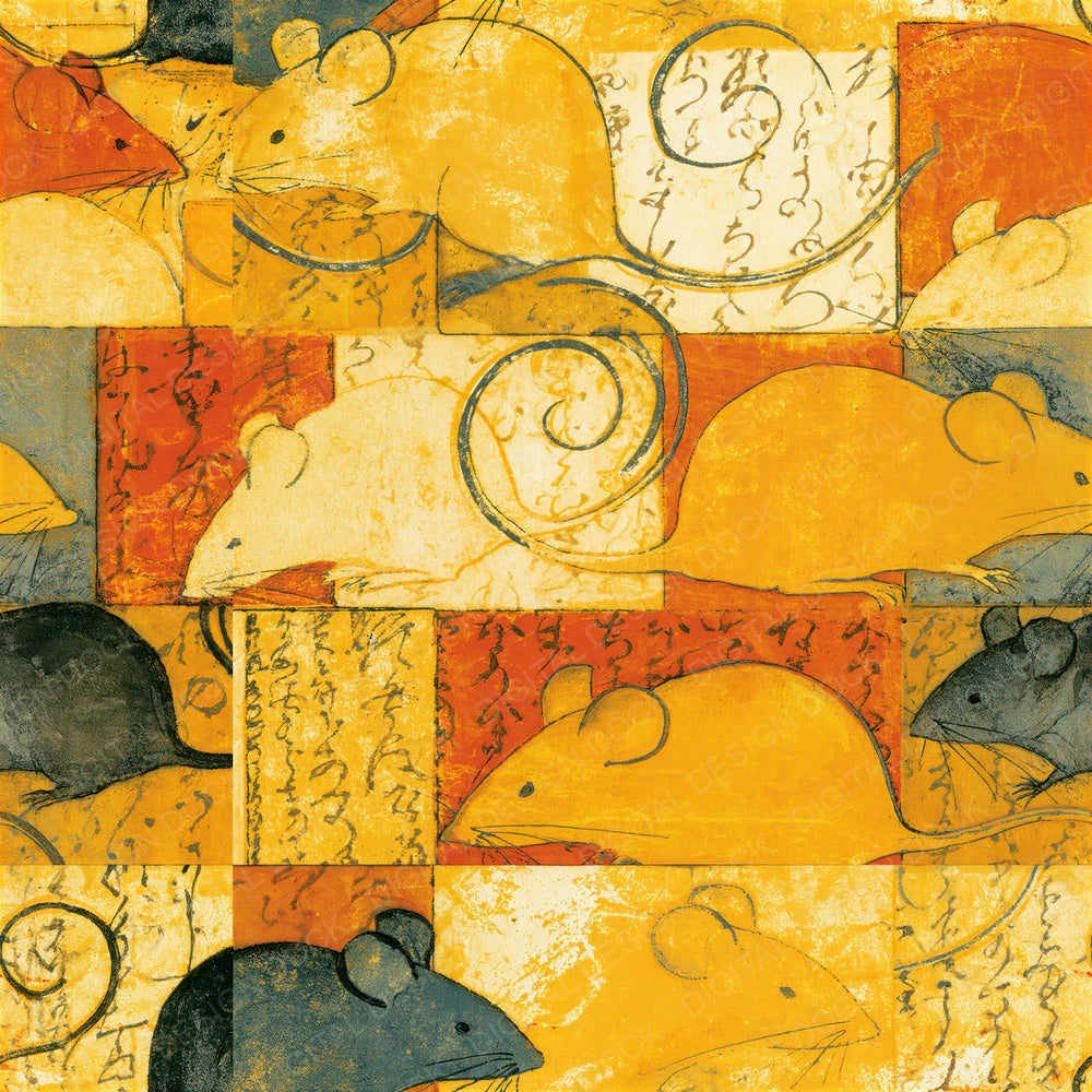 Etching Scattered Mice Honey Seamless Digital Paper Pack (DDD014206)