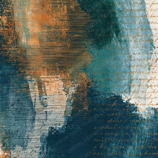 Etching Teal Bone Abstract Digital Paper Pack (DDD014207)