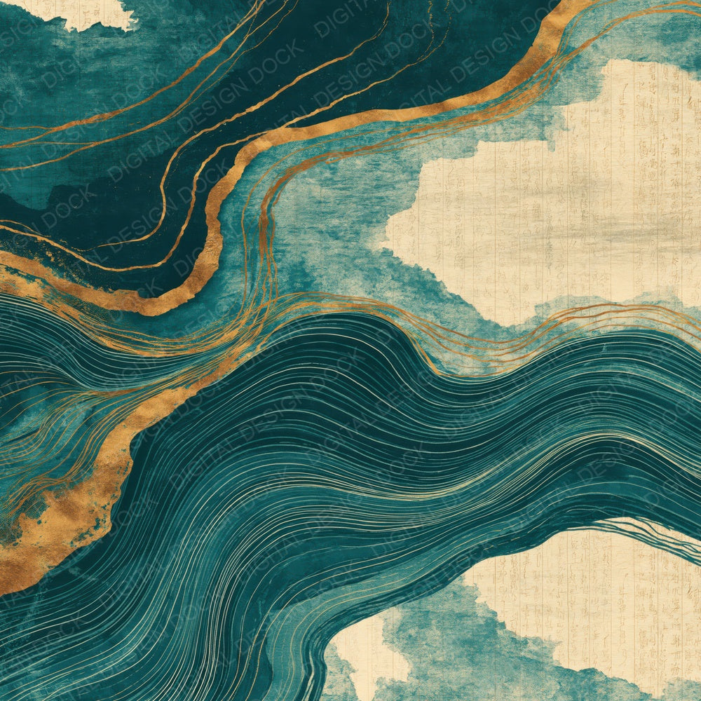 Etching Teal Bone Abstract Digital Paper Pack (DDD014207)