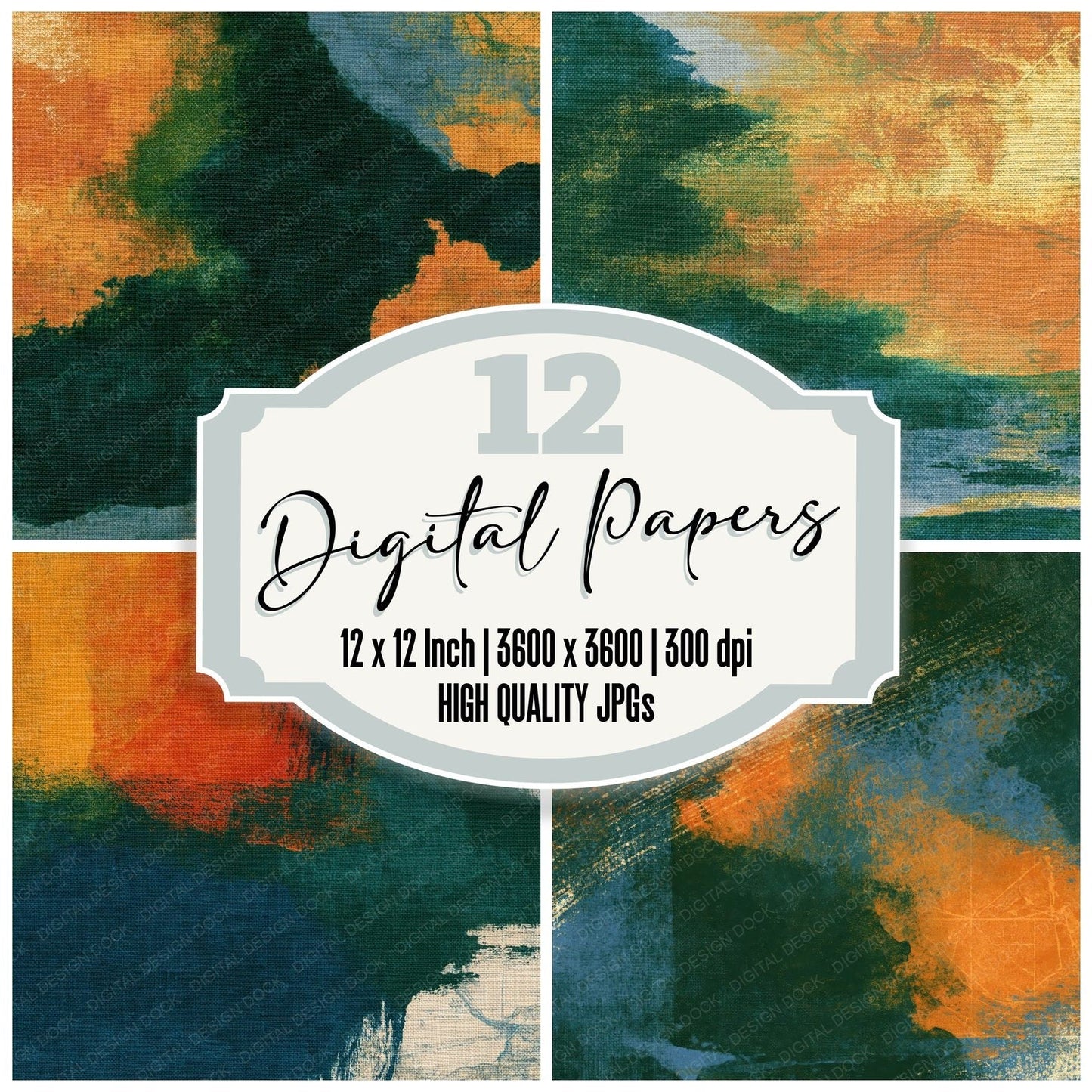 Monoprint Amber Forest Green Tonal Digital Paper Pack (DDD014209)