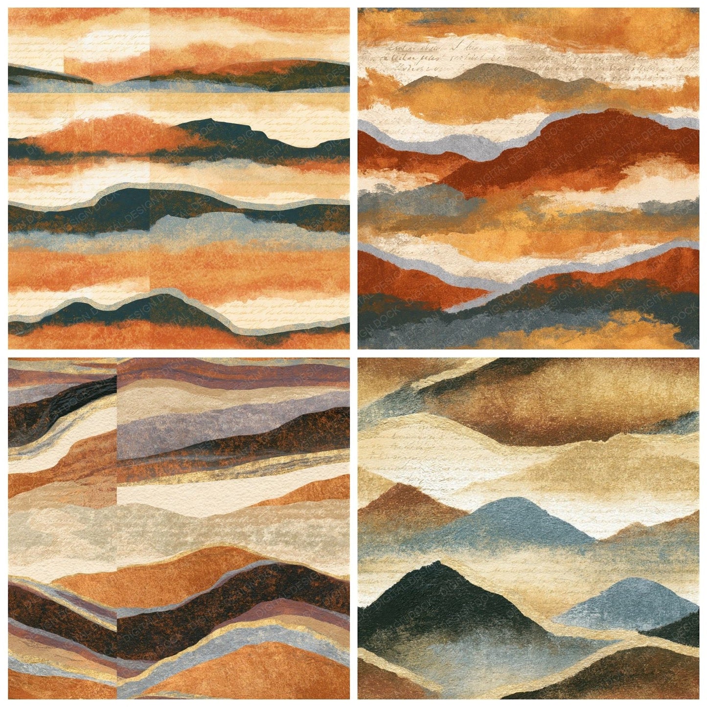 Monoprint Fog Banks Copper Bone Seamless Digital Paper Pack (DDD014210)