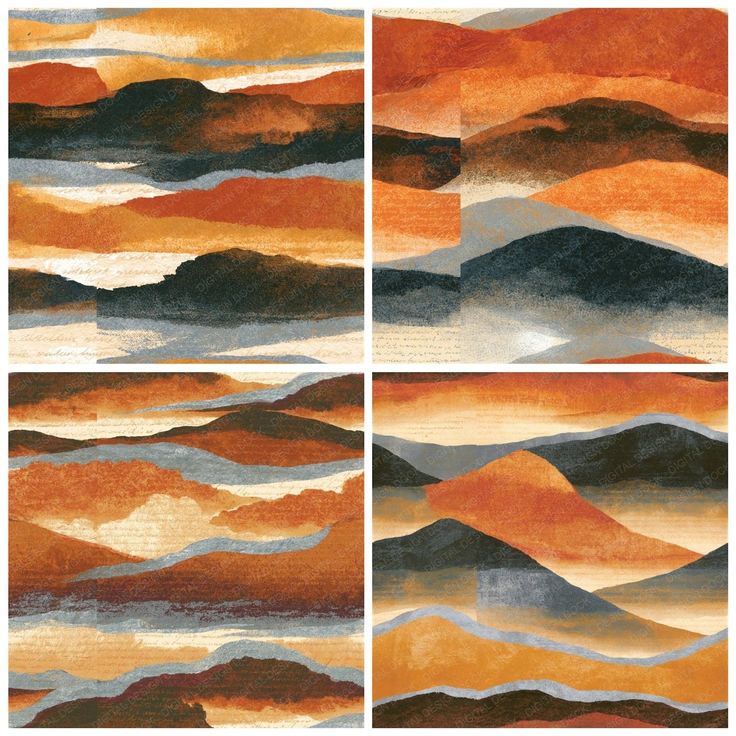 Monoprint Fog Banks Copper Bone Seamless Digital Paper Pack (DDD014210)
