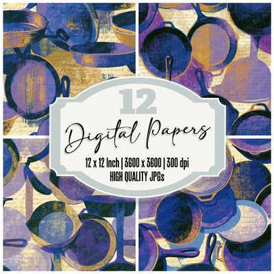 Screenprint Cast Iron Lavender Seamless Digital Paper Pack (DDD014215)