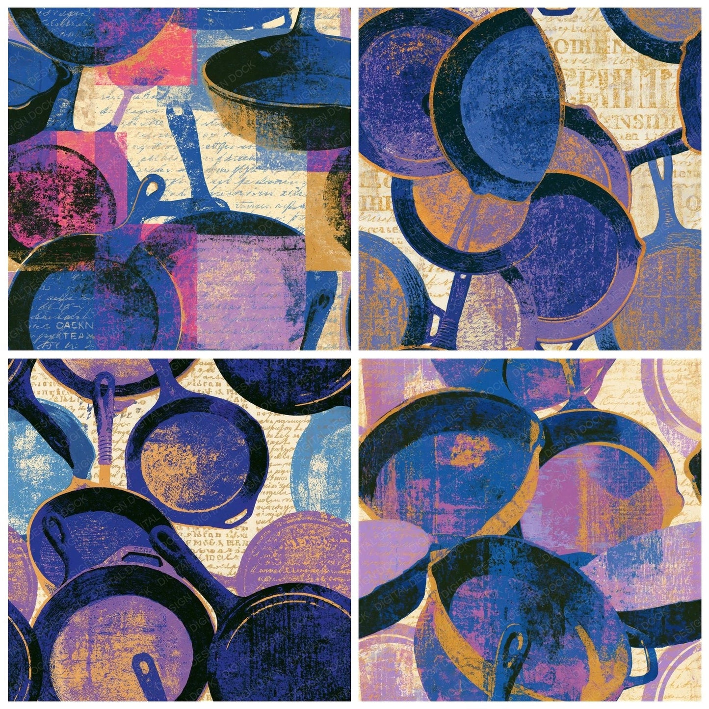 Screenprint Cast Iron Lavender Seamless Digital Paper Pack (DDD014215)