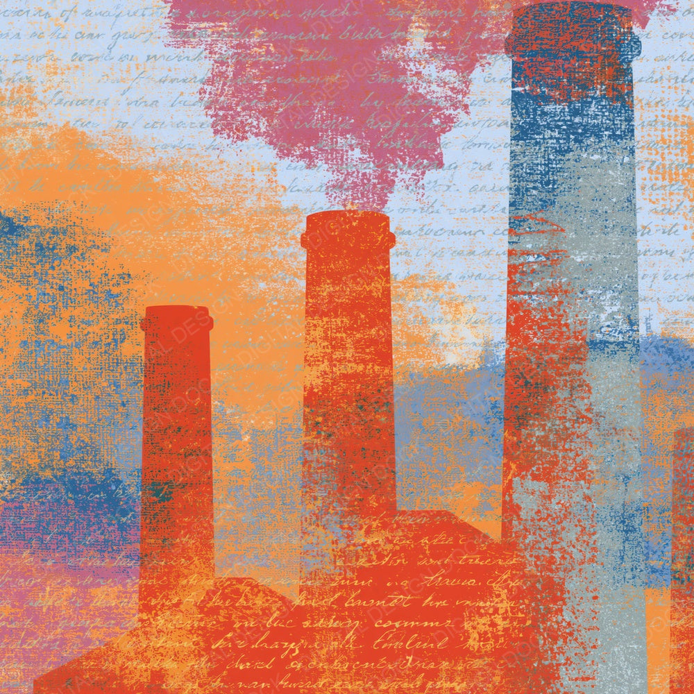 Screenprint Smokestacks Apricot Rose Digital Paper Pack (DDD014217)