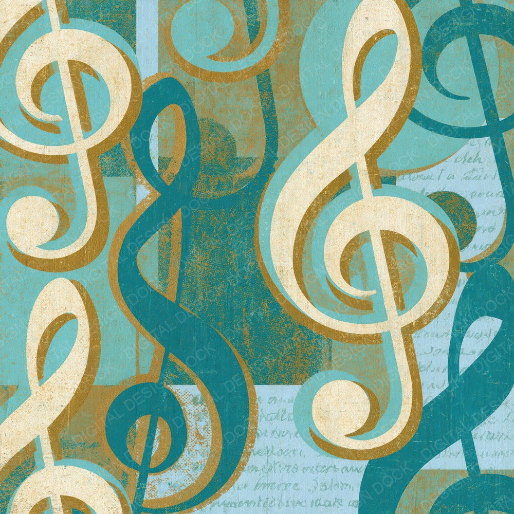 Screenprint Treble Clefs Seafoam Digital Paper Pack (DDD014218)