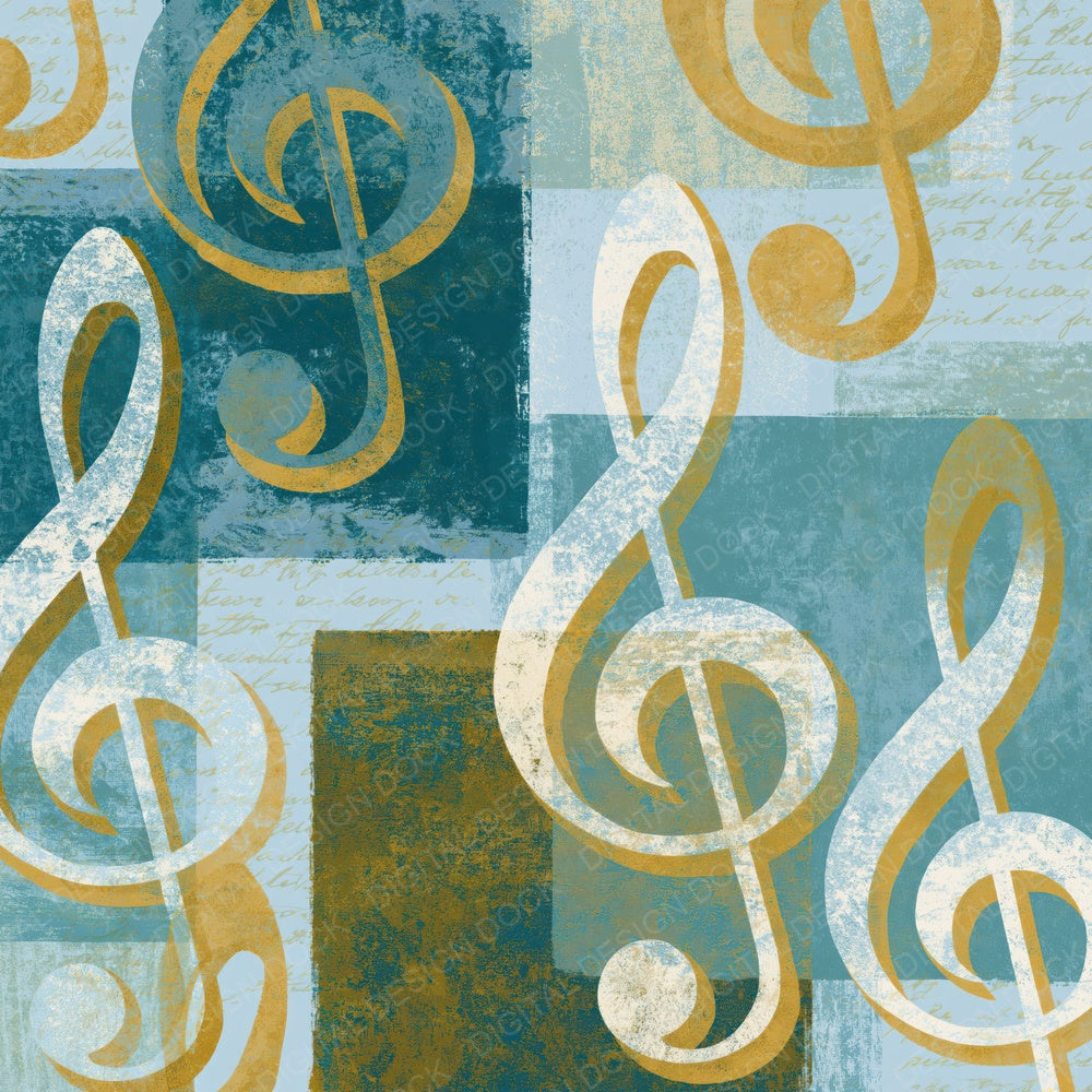 Screenprint Treble Clefs Seafoam Digital Paper Pack (DDD014218)