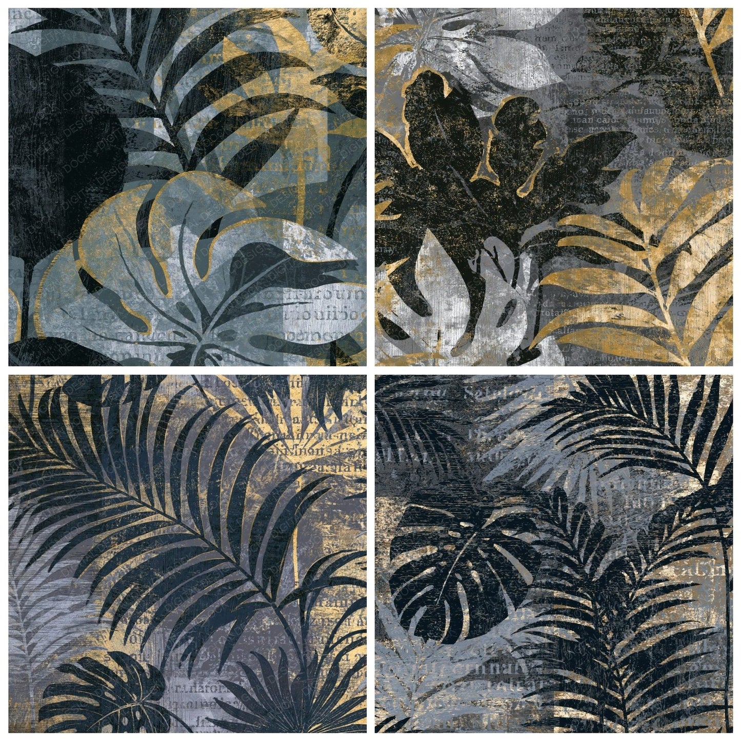 Woodcut Rainforest Storm Grey Silver Digital Paper Pack (DDD014223)