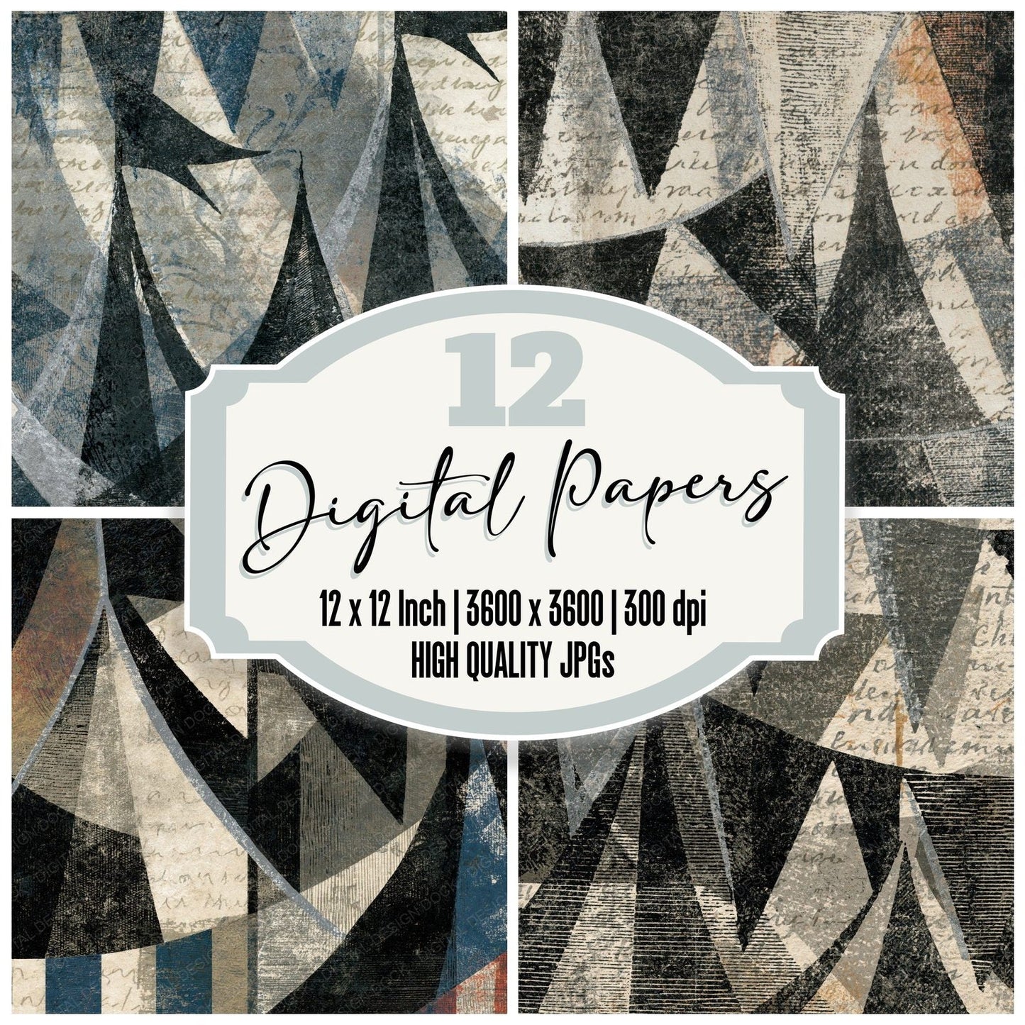Etching Big Top Flags Bone Digital Paper Pack (DDD014226)