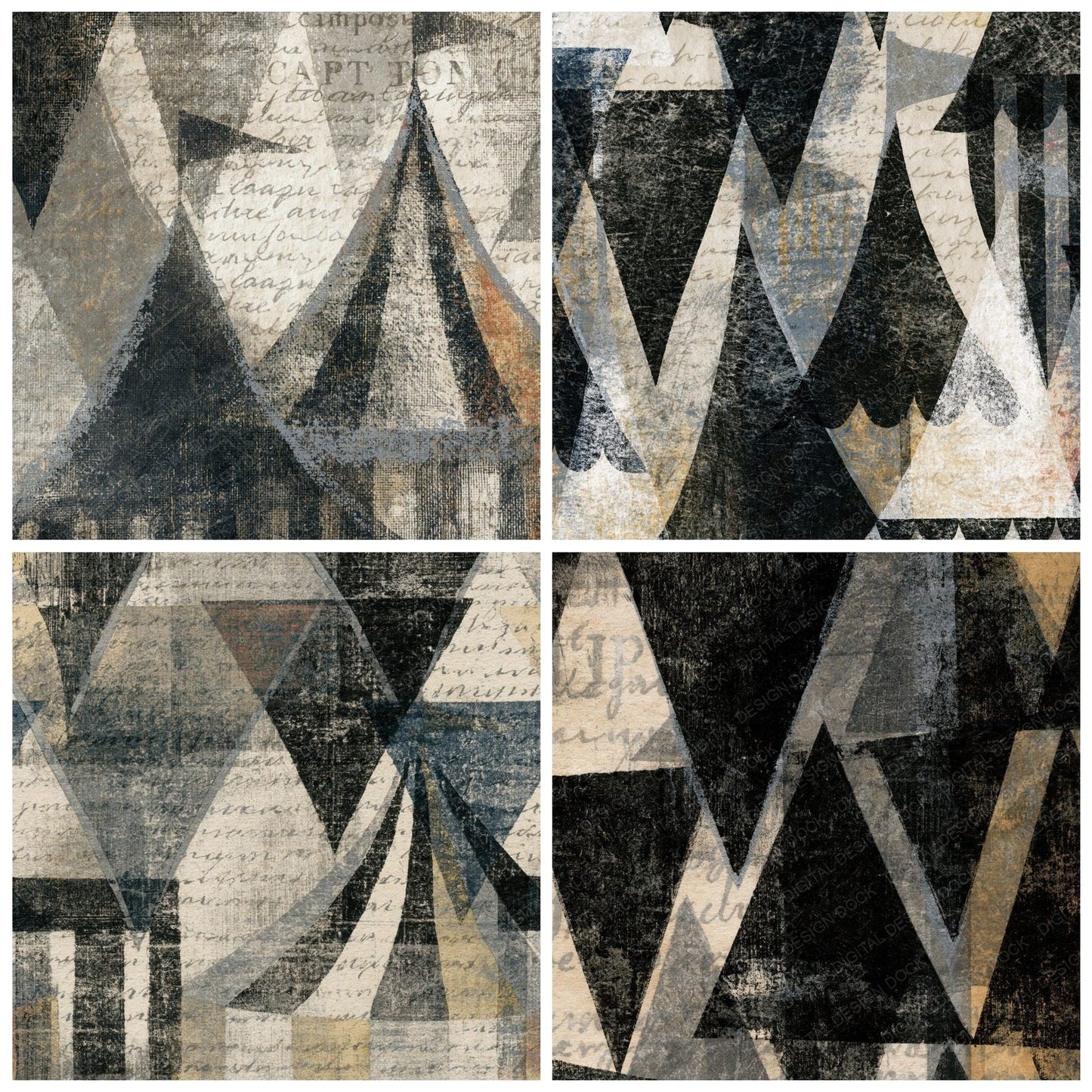 Etching Big Top Flags Bone Digital Paper Pack (DDD014226)