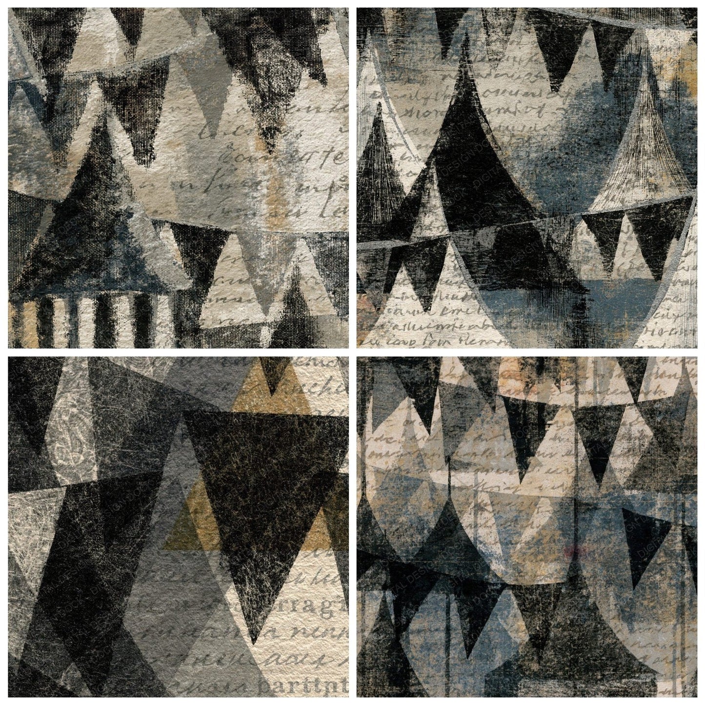 Etching Big Top Flags Bone Digital Paper Pack (DDD014226)