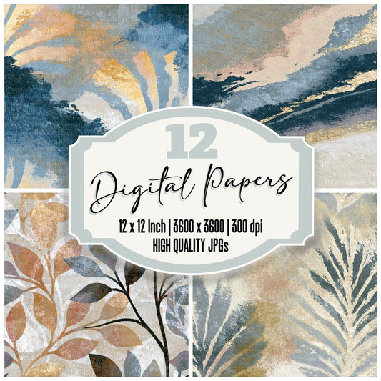 Linocut Oyster Storm Grey Tonal Digital Paper Pack (DDD014231)
