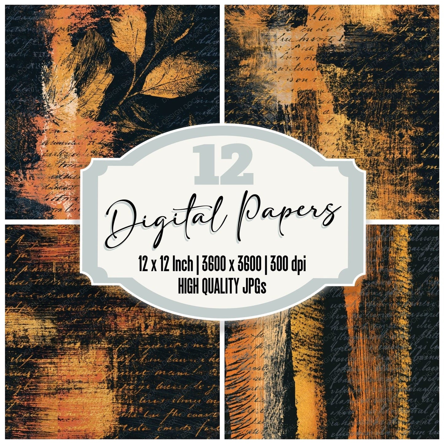 Scratchboard Amber Bone Tonal Seamless Digital Paper Pack (DDD014232)