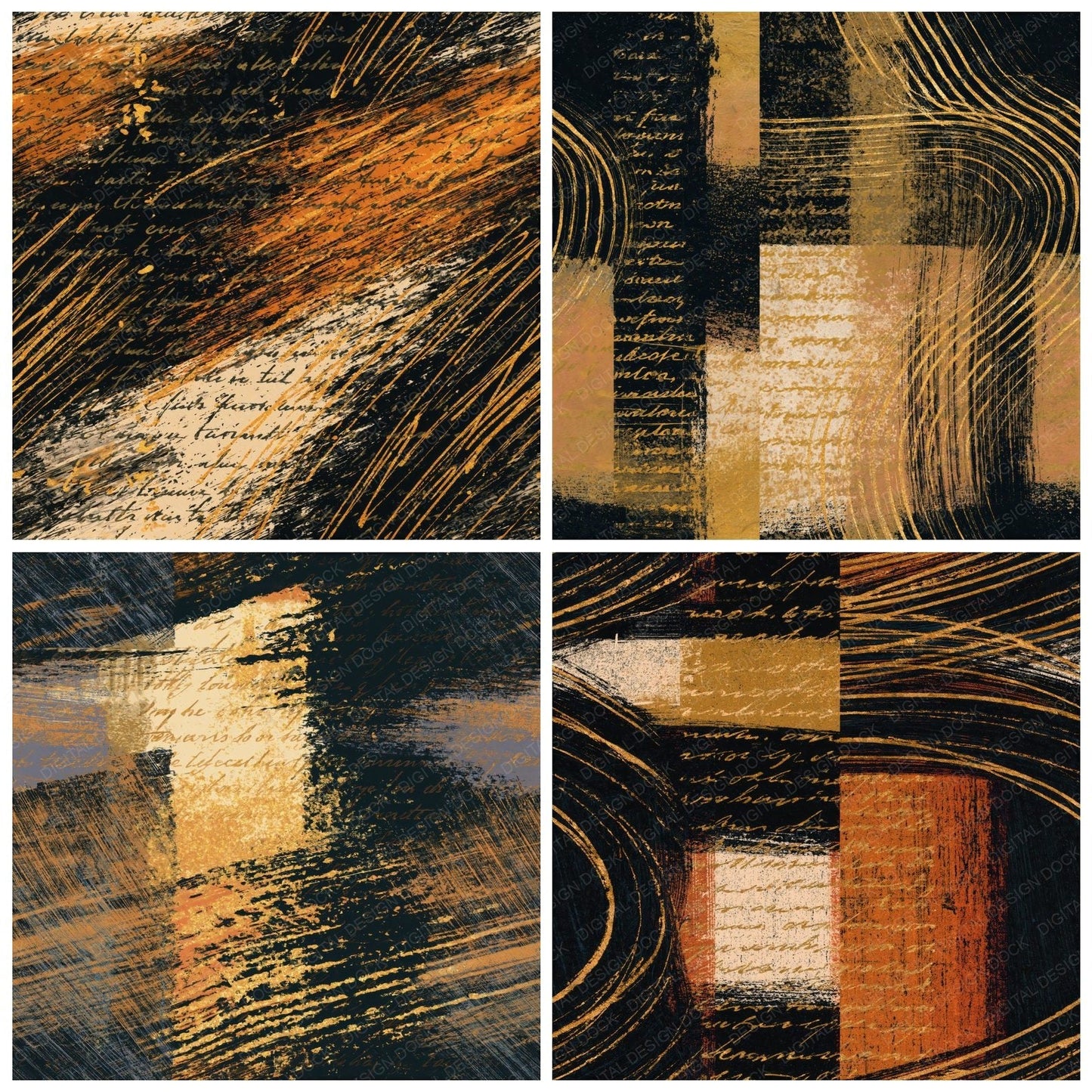 Scratchboard Amber Bone Tonal Seamless Digital Paper Pack (DDD014232)