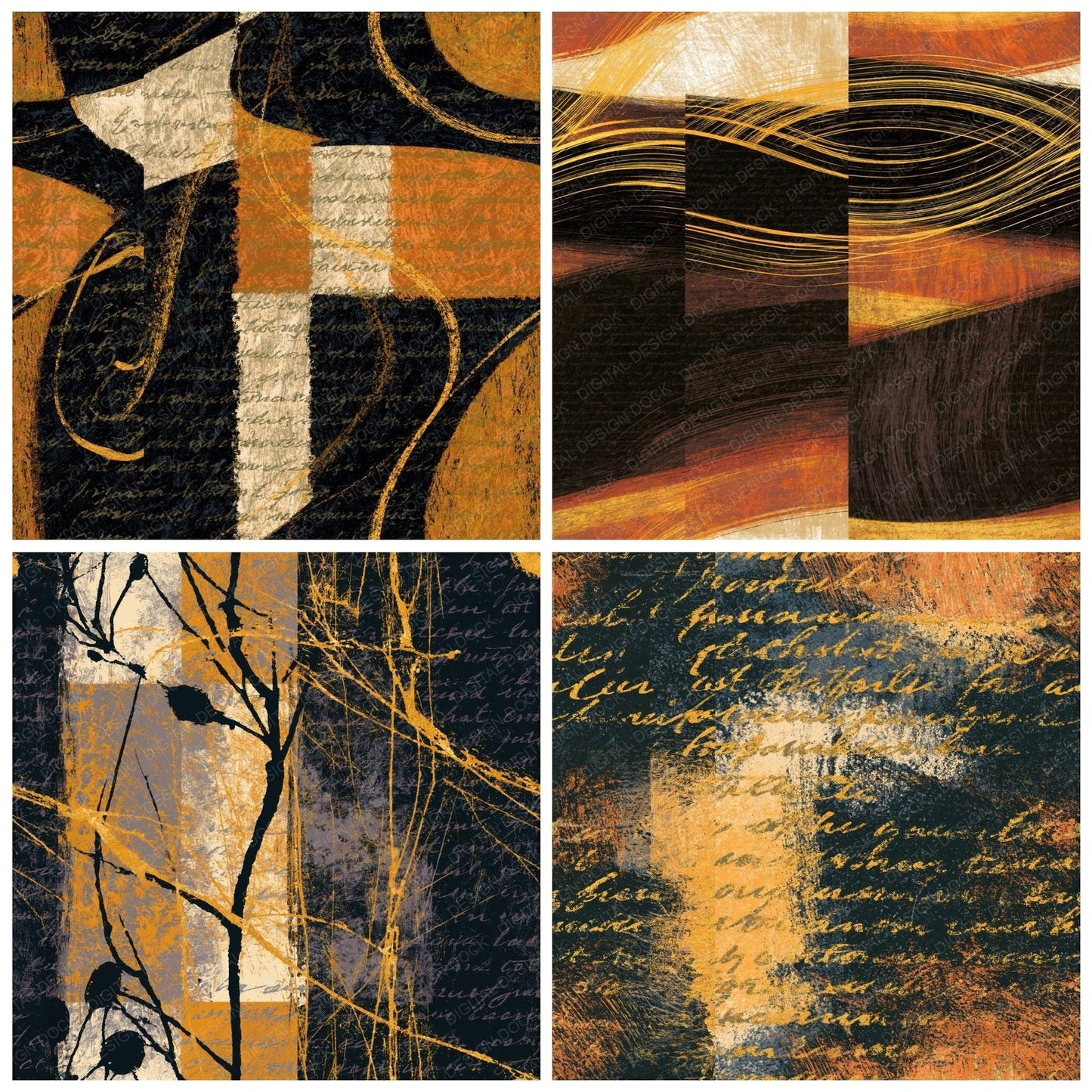 Scratchboard Amber Bone Tonal Seamless Digital Paper Pack (DDD014232)