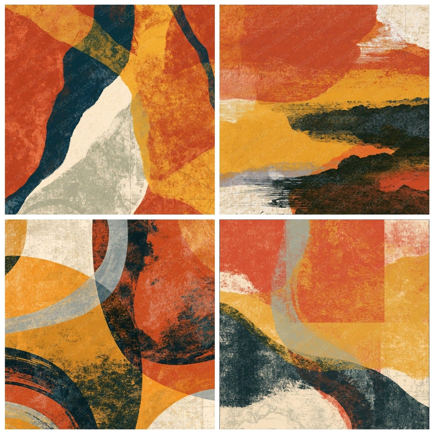 Woodblock Terracotta Mustard Tonal Digital Paper Pack (DDD014240)