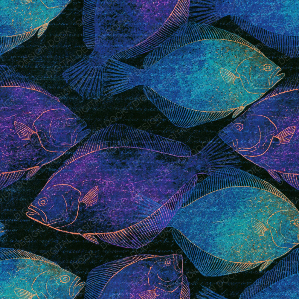 Etching Flounder Cyan Violet Digital Paper Pack (DDD014246)