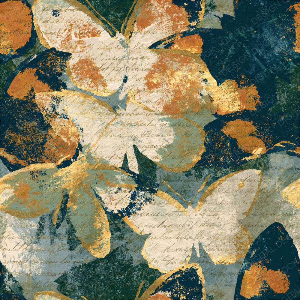 Monoprint Death Head Moths Amber Sage Seamless Digital Paper Pack (DDD014248)
