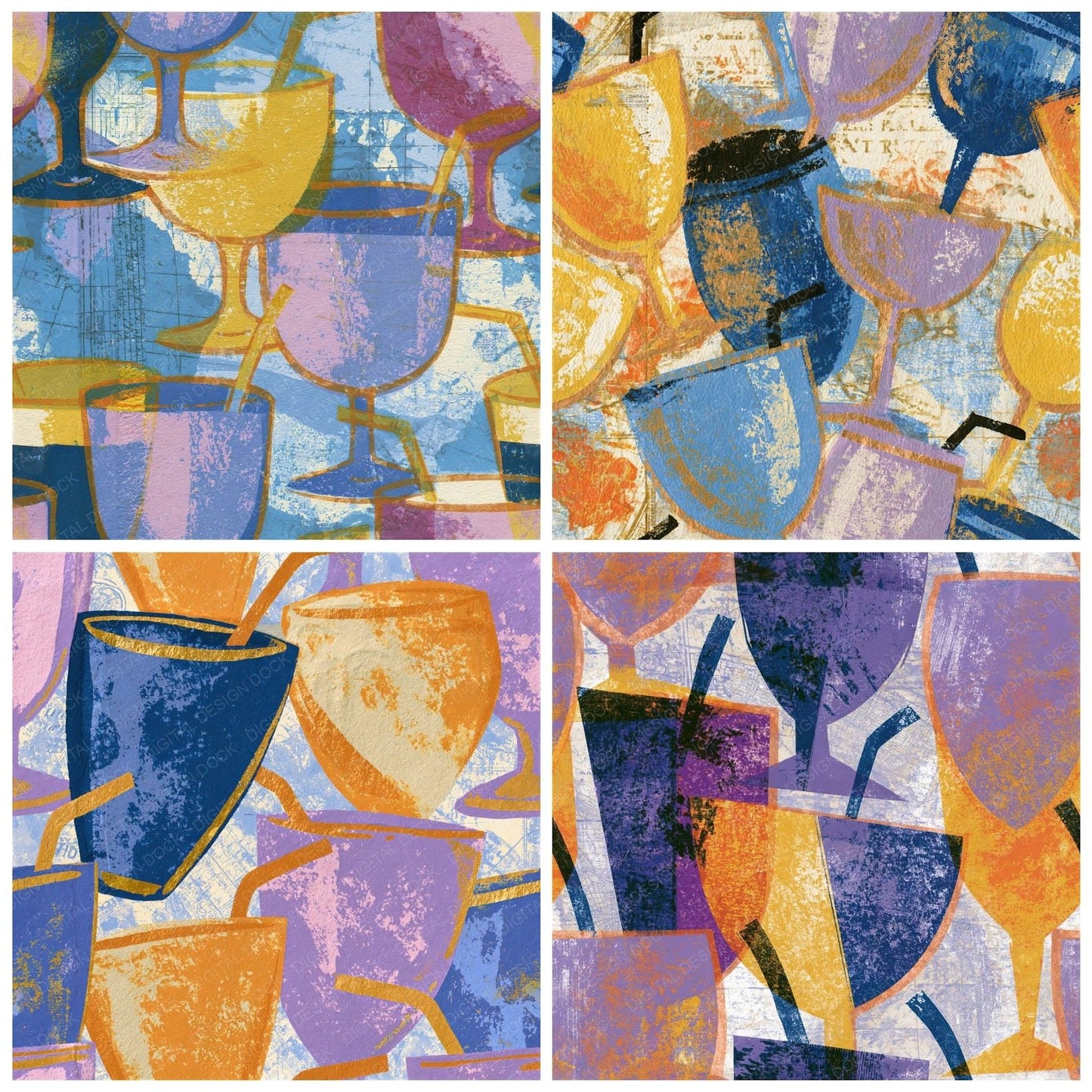 Monoprint Milkshake Lavender Butter Seamless Digital Paper Pack (DDD014250)
