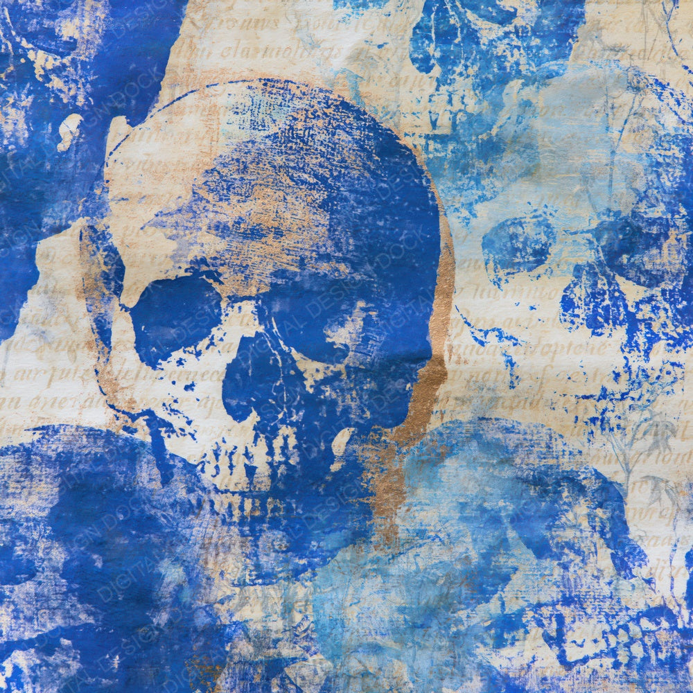 Monoprint Neon Skulls Sapphire Ivory Digital Paper Pack (DDD014251)