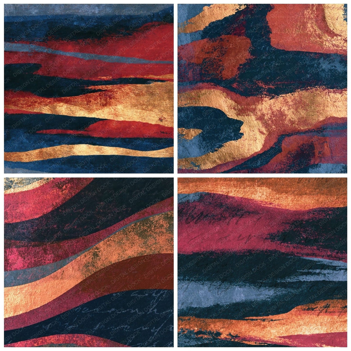 Monoprint Oxblood Copper Abstract Digital Paper Pack (DDD014252)