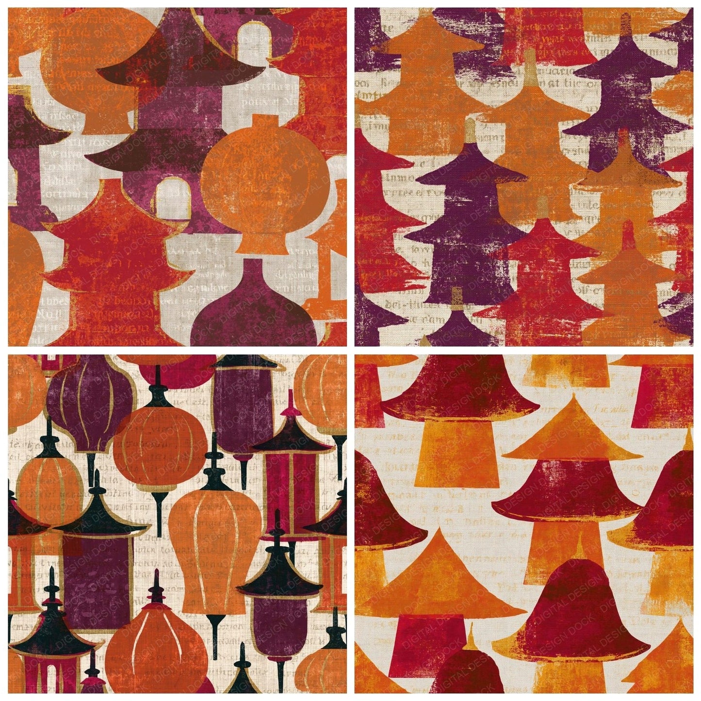 Monoprint Pagoda Pumpkin Mulled Wine Digital Paper Pack (DDD014253)