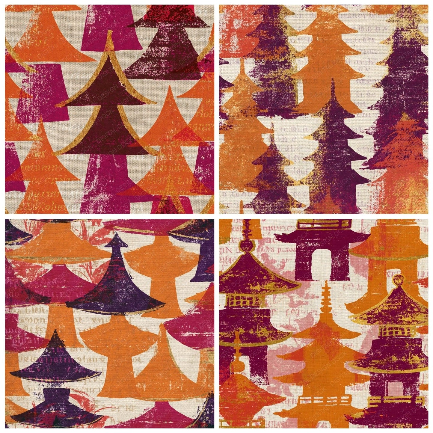 Monoprint Pagoda Pumpkin Mulled Wine Digital Paper Pack (DDD014253)