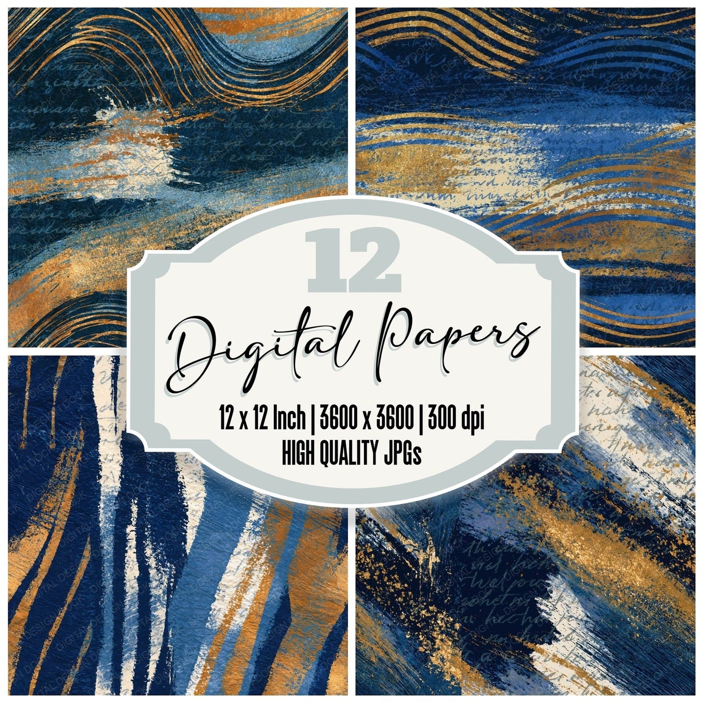 Scratchboard Indigo Ivory Tonal Seamless Digital Paper Pack (DDD014255)